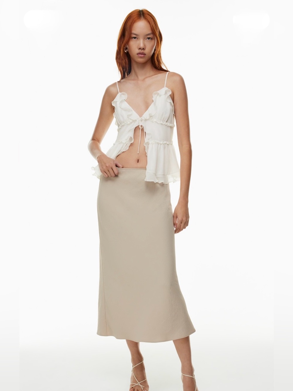 ARITZIA Devotion Midi Skirt in Beige Hummus. Size 4. NWT!